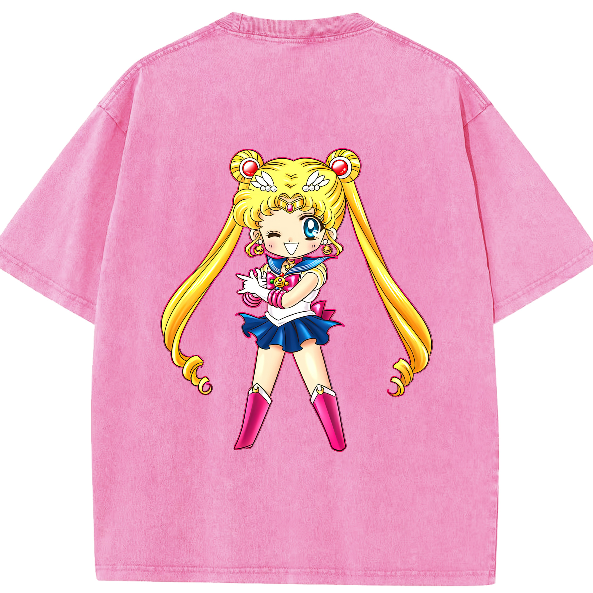 （画像用） 美少女戦士セーラームーン 月野 うさぎ つきの うさぎ Sailor Moon Tsukino Usagi 綿100% ヴィンテージ風 半袖Tシャツ（背面プリント）